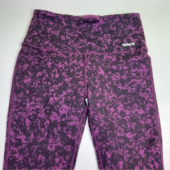 Hurley Womens Leggings Reversible Purple Black Yoga Pants size S NWT - Picture 2 of 7